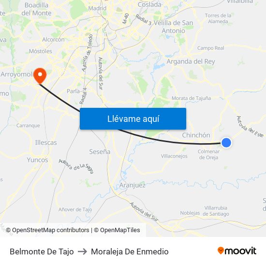 Belmonte De Tajo to Moraleja De Enmedio map