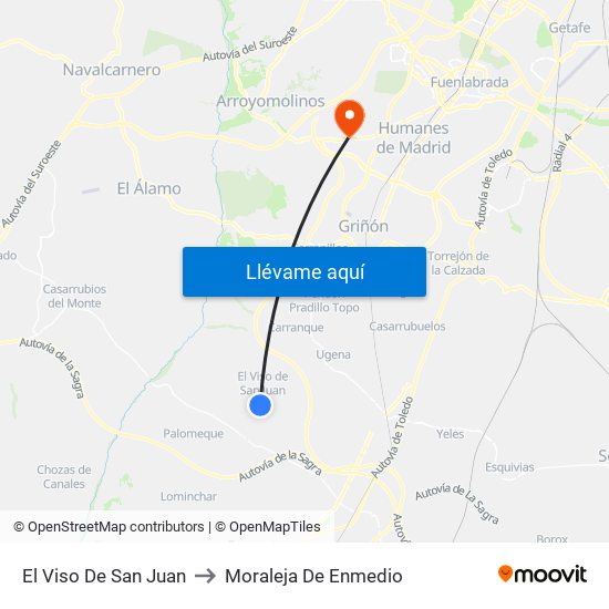 El Viso De San Juan to Moraleja De Enmedio map