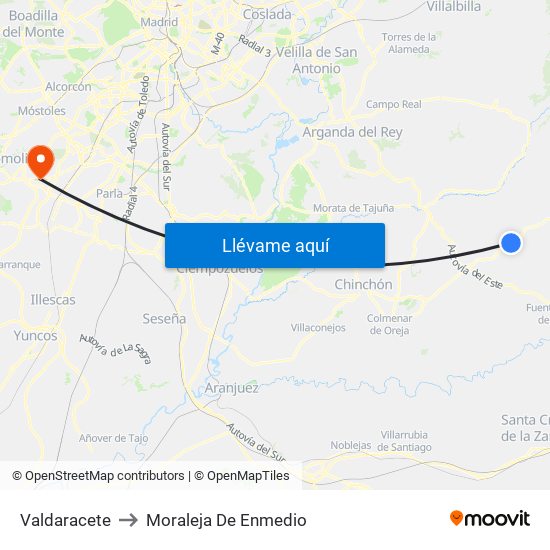 Valdaracete to Moraleja De Enmedio map