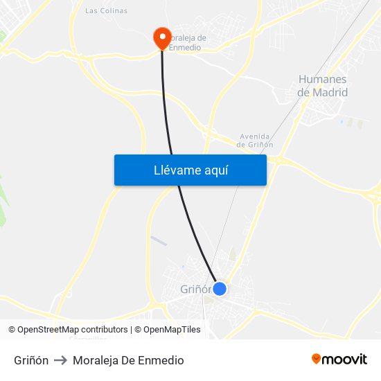 Griñón to Moraleja De Enmedio map