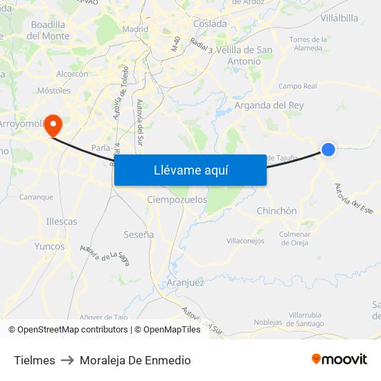 Tielmes to Moraleja De Enmedio map