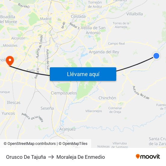 Orusco De Tajuña to Moraleja De Enmedio map