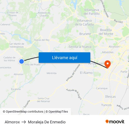Almorox to Moraleja De Enmedio map