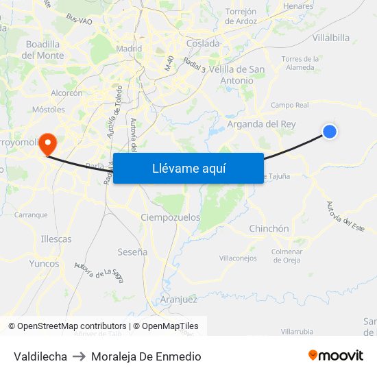 Valdilecha to Moraleja De Enmedio map