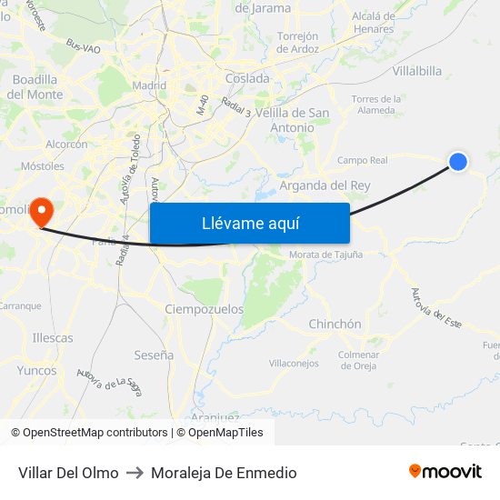 Villar Del Olmo to Moraleja De Enmedio map