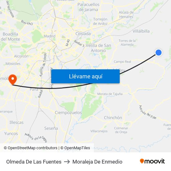 Olmeda De Las Fuentes to Moraleja De Enmedio map