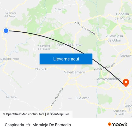 Chapinería to Moraleja De Enmedio map