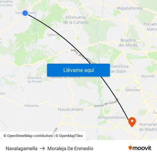 Navalagamella to Moraleja De Enmedio map