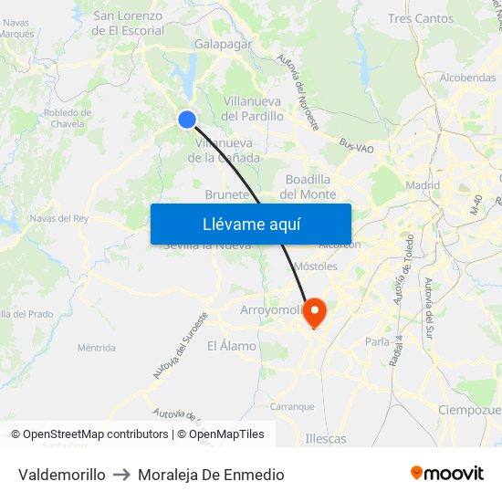 Valdemorillo to Moraleja De Enmedio map