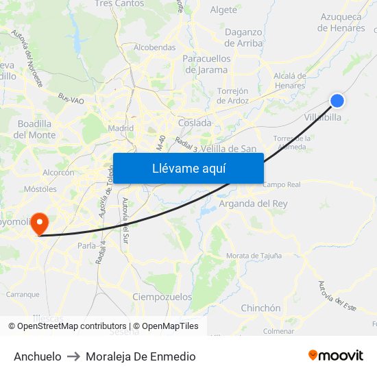 Anchuelo to Moraleja De Enmedio map