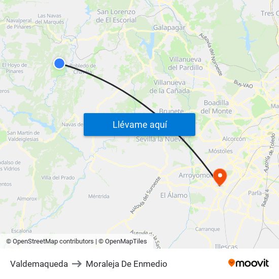 Valdemaqueda to Moraleja De Enmedio map