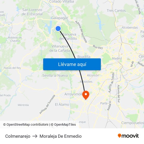 Colmenarejo to Moraleja De Enmedio map