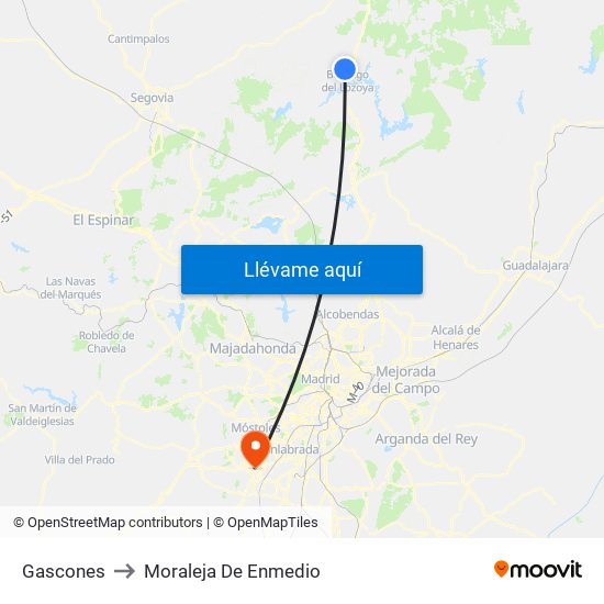 Gascones to Moraleja De Enmedio map