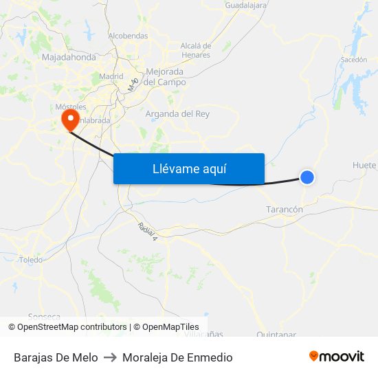 Barajas De Melo to Moraleja De Enmedio map