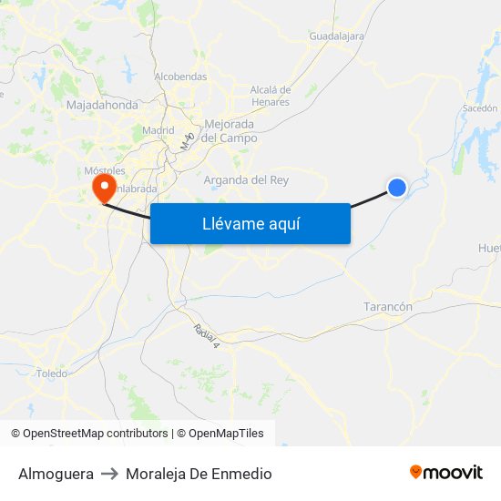 Almoguera to Moraleja De Enmedio map