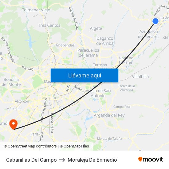 Cabanillas Del Campo to Moraleja De Enmedio map