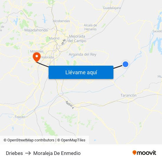 Driebes to Moraleja De Enmedio map