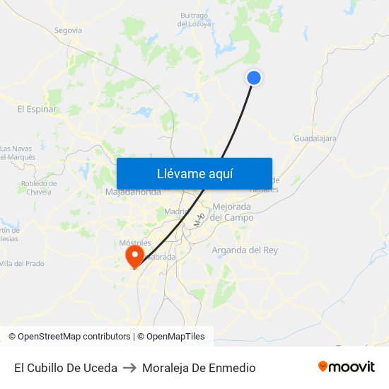 El Cubillo De Uceda to Moraleja De Enmedio map