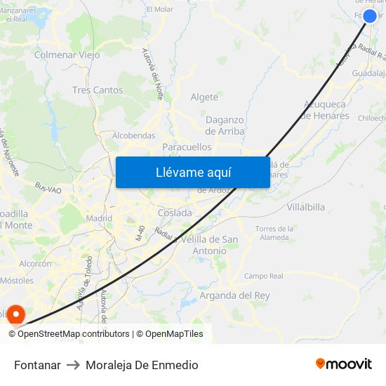 Fontanar to Moraleja De Enmedio map
