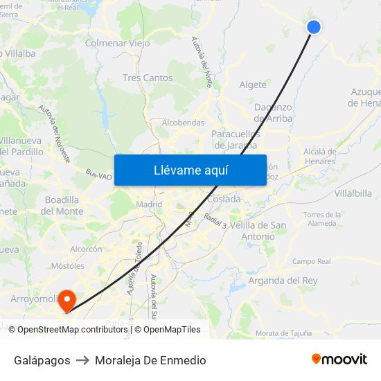 Galápagos to Moraleja De Enmedio map