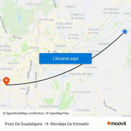 Pozo De Guadalajara to Moraleja De Enmedio map