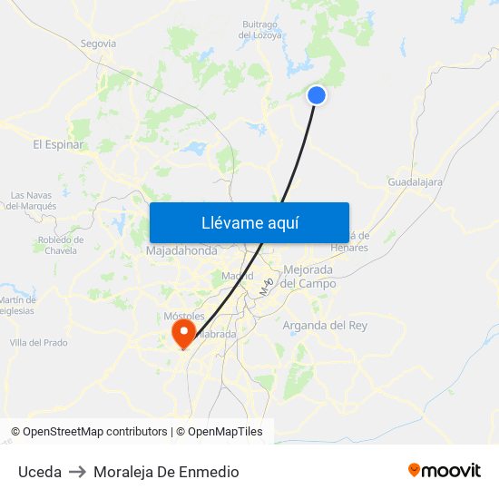 Uceda to Moraleja De Enmedio map