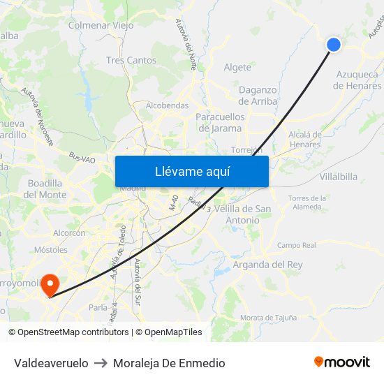 Valdeaveruelo to Moraleja De Enmedio map