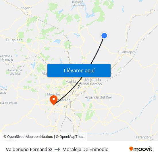 Valdenuño Fernández to Moraleja De Enmedio map