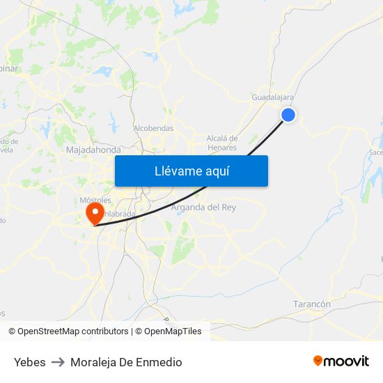 Yebes to Moraleja De Enmedio map
