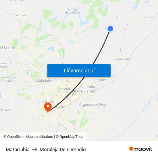 Matarrubia to Moraleja De Enmedio map