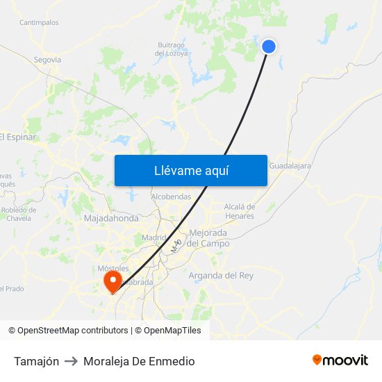 Tamajón to Moraleja De Enmedio map