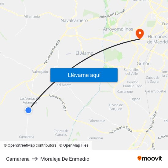 Camarena to Moraleja De Enmedio map