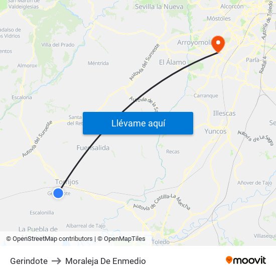 Gerindote to Moraleja De Enmedio map