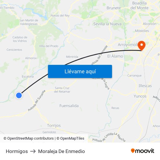 Hormigos to Moraleja De Enmedio map