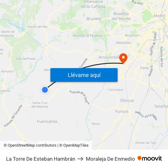 La Torre De Esteban Hambrán to Moraleja De Enmedio map