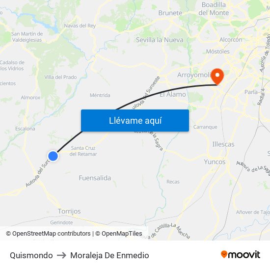 Quismondo to Moraleja De Enmedio map