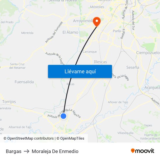 Bargas to Moraleja De Enmedio map