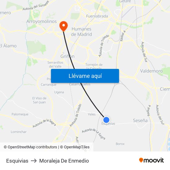 Esquivias to Moraleja De Enmedio map