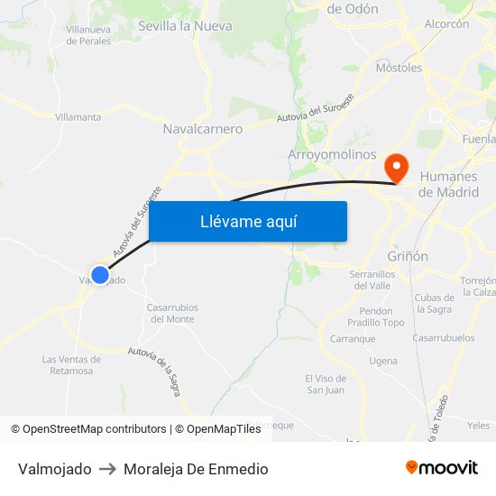 Valmojado to Moraleja De Enmedio map