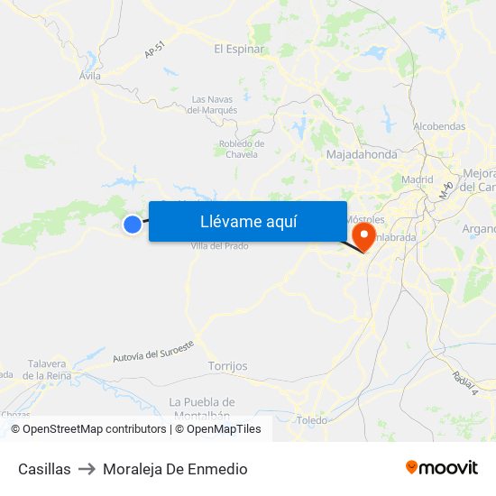 Casillas to Moraleja De Enmedio map