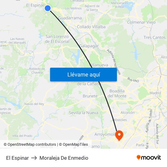 El Espinar to Moraleja De Enmedio map