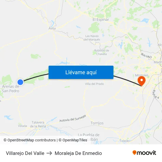 Villarejo Del Valle to Moraleja De Enmedio map
