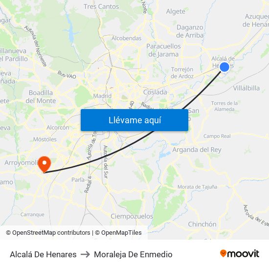 Alcalá De Henares to Moraleja De Enmedio map