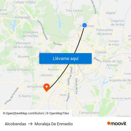 Alcobendas to Moraleja De Enmedio map