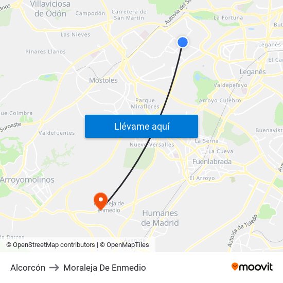 Alcorcón to Moraleja De Enmedio map