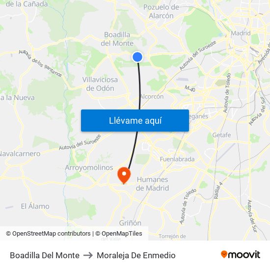Boadilla Del Monte to Moraleja De Enmedio map
