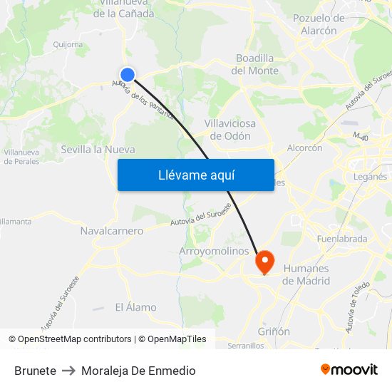Brunete to Moraleja De Enmedio map