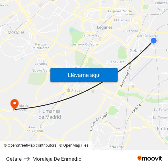 Getafe to Moraleja De Enmedio map