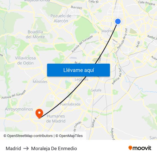 Madrid to Moraleja De Enmedio map