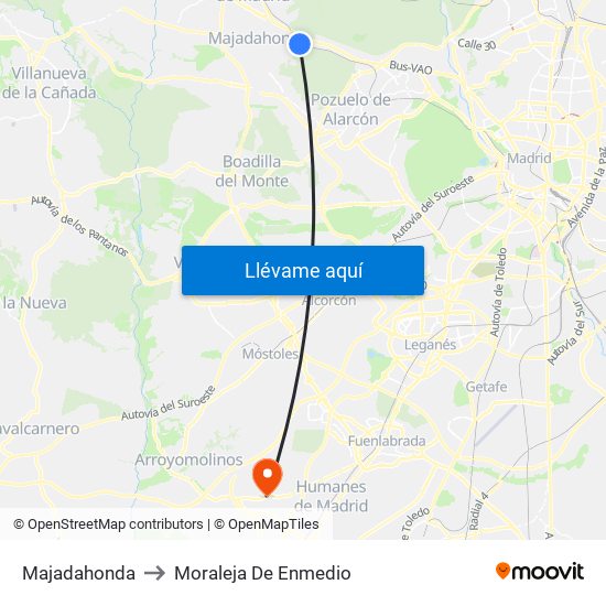 Majadahonda to Moraleja De Enmedio map